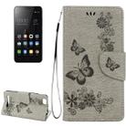 For Lenovo  VIBE C A2020 Butterflies Embossing Horizontal Flip Leather Case with Holder & Card Slots & Wallet & Lanyard(Grey) - 1