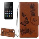 For Lenovo  VIBE C A2020 Butterflies Embossing Horizontal Flip Leather Case with Holder & Card Slots & Wallet & Lanyard(Brown) - 1