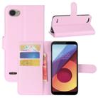 For LG Q6 Litchi Texture Horizontal Flip Leather Case with Holder & Card Slots & Wallet (Pink) - 1