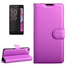 For Sony Xperia E5 Litchi Texture Horizontal Flip Leather Case with Magnetic Buckle & Holder & Card Slots & Wallet(Purple) - 1