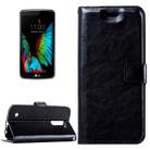 For LG K10 Crazy Horse Texture Horizontal Flip Leather Case with Magnetic Buckle & Holder & Card Slots & Wallet & Photo Frame(Black) - 1