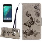 For Google Pixel XL Butterflies Embossing Horizontal Flip Leather Case with Holder & Card Slots & Wallet & Lanyard(Grey) - 1