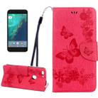 For Google Pixel XL Butterflies Embossing Horizontal Flip Leather Case with Holder & Card Slots & Wallet & Lanyard(Magenta) - 1