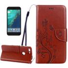 For Google Pixel Butterflies Love Flowers Embossing Horizontal Flip Leather Case with Holder & Card Slots & Wallet & Lanyard(Coffee) - 1