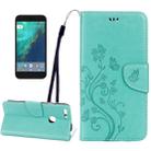 For Google Pixel XL Butterflies Love Flowers Embossing Horizontal Flip Leather Case with Holder & Card Slots & Wallet & Lanyard(Green) - 1