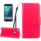 For Google Pixel XL Butterflies Love Flowers Embossing Horizontal Flip Leather Case with Holder & Card Slots & Wallet & Lanyard(Magenta) - 1