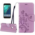 For Google Pixel XL Butterflies Love Flowers Embossing Horizontal Flip Leather Case with Holder & Card Slots & Wallet & Lanyard(Light Purple) - 1