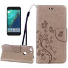 For Google Pixel XL Butterflies Love Flowers Embossing Horizontal Flip Leather Case with Holder & Card Slots & Wallet & Lanyard(Light Lrown) - 1