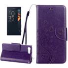 For Sony Xperia X Compact Butterflies Love Flowers Embossing Horizontal Flip Leather Case with Holder & Card Slots & Wallet & Lanyard(Dark Purple) - 1