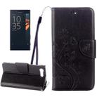 For Sony Xperia X Compact Butterflies Love Flowers Embossing Horizontal Flip Leather Case with Holder & Card Slots & Wallet & Lanyard(Black) - 1