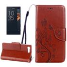 For Sony Xperia X Compact Butterflies Love Flowers Embossing Horizontal Flip Leather Case with Holder & Card Slots & Wallet & Lanyard(Coffee) - 1