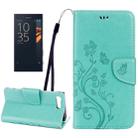 For Sony Xperia X Compact Butterflies Love Flowers Embossing Horizontal Flip Leather Case with Holder & Card Slots & Wallet & Lanyard(Green) - 1