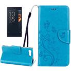 For Sony Xperia X Compact Butterflies Love Flowers Embossing Horizontal Flip Leather Case with Holder & Card Slots & Wallet & Lanyard(Blue) - 1