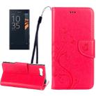 For Sony Xperia X Compact Butterflies Love Flowers Embossing Horizontal Flip Leather Case with Holder & Card Slots & Wallet & Lanyard(Magenta) - 1