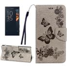 For Sony Xperia XA Ultra Butterflies Embossing Horizontal Flip Leather Case with Holder & Card Slots & Wallet & Lanyard(Grey) - 1