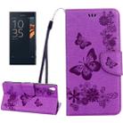 For Sony Xperia XA Ultra Butterflies Embossing Horizontal Flip Leather Case with Holder & Card Slots & Wallet & Lanyard(Purple) - 1