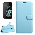 For HTC U Play Litchi Texture Horizontal Flip Leather Case with Magnetic Buckle & Holder & Card Slots & Wallet (Blue) - 1