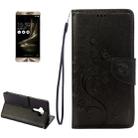 For Asus ZenFone 3 / ZE552KL Pressed Flowers Pattern Leather Case with Holder & Card Slots & Wallet(Black) - 1