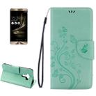 For Asus ZenFone 3 / ZE552KL Pressed Flowers Pattern Leather Case with Holder & Card Slots & Wallet(Green) - 1