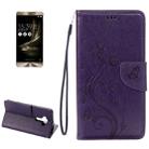 For Asus ZenFone 3 / ZE552KL Pressed Flowers Pattern Leather Case with Holder & Card Slots & Wallet(Purple) - 1