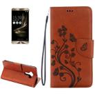 For Asus ZenFone 3 / ZE552KL Pressed Flowers Pattern Leather Case with Holder & Card Slots & Wallet(Brown) - 1