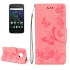 For Motorola Moto G5 Plus Pressed Flowers Butterfly Pattern Horizontal Flip Leather Case with Holder & Card Slots & Wallet(Pink) - 1