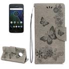 For Motorola Moto G5 Plus Pressed Flowers Butterfly Pattern Horizontal Flip Leather Case with Holder & Card Slots & Wallet(Grey) - 1