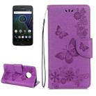 For Motorola Moto G5 Plus Pressed Flowers Butterfly Pattern Horizontal Flip Leather Case with Holder & Card Slots & Wallet(Purple) - 1