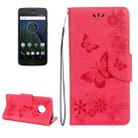 For Motorola Moto G5 Plus Pressed Flowers Butterfly Pattern Horizontal Flip Leather Case with Holder & Card Slots & Wallet(Red) - 1