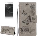 For Sony Xperia XA1 Pressed Flowers Butterfly Pattern Horizontal Flip Leather Case with Holder & Card Slots & Wallet(Grey) - 1