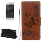 For Sony Xperia XA1 Pressed Flowers Butterfly Pattern Horizontal Flip Leather Case with Holder & Card Slots & Wallet(Brown) - 1
