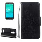 For ASUS Zenfone Go ZB500KL Pressed Flowers Pattern Horizontal Flip Leather Case with Holder & Card Slots & Wallet(Black) - 1