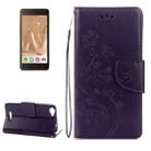 For Wiko Lenny3 Max Pressed Flowers Pattern Horizontal Flip Leather Case with Holder & Card Slots & Wallet(Purple) - 1