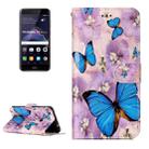 For Huawei  P8 Lite (2017) Gloss Oil Embossed Purple Butterfly Pattern Horizontal Flip Leather Case with Holder & Card Slots & Wallet & Photo Frame - 1