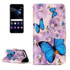 For Huawei  P10 Gloss Oil Embossed Purple Butterfly Pattern Horizontal Flip Leather Case with Holder & Card Slots & Wallet & Photo Frame - 1