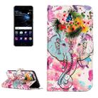 For Huawei  P10 Gloss Oil Embossed Flower Elephant Pattern Horizontal Flip Leather Case with Holder & Card Slots & Wallet & Photo Frame - 1