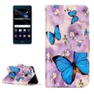 For Huawei  P10 Lite Gloss Oil Embossed Purple Butterfly Pattern Horizontal Flip Leather Case with Holder & Card Slots & Wallet & Photo Frame - 1