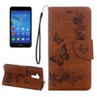 For Huawei  Honor 5c Pressed Flowers Butterfly Pattern Horizontal Flip Leather Case with Holder & Card Slots & Wallet & Lanyard (Brown) - 1