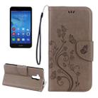 For Huawei  Honor 5c Pressed Flowers Butterfly Pattern Horizontal Flip Leather Case with Holder & Card Slots & Wallet & Lanyard(Grey) - 1