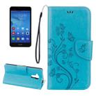 For Huawei  Honor 5c Pressed Flowers Butterfly Pattern Horizontal Flip Leather Case with Holder & Card Slots & Wallet & Lanyard(Blue) - 1