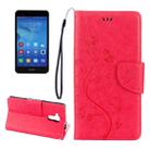 For Huawei  Honor 5c Pressed Flowers Butterfly Pattern Horizontal Flip Leather Case with Holder & Card Slots & Wallet & Lanyard(Magenta) - 1