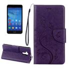 For Huawei  Honor 5c Pressed Flowers Butterfly Pattern Horizontal Flip Leather Case with Holder & Card Slots & Wallet & Lanyard(Purple) - 1