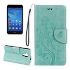 For Huawei  Honor 5c Pressed Flowers Butterfly Pattern Horizontal Flip Leather Case with Holder & Card Slots & Wallet & Lanyard(Baby Blue) - 1