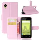 Litchi Texture Horizontal Flip Leather Case for Wiko SUNNY2, with Holder & Card Slots & Wallet(Pink) - 1