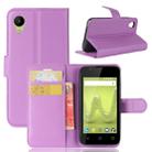 Litchi Texture Horizontal Flip Leather Case for Wiko SUNNY2, with Holder & Card Slots & Wallet(Purple) - 1