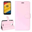 For Motorola Moto C Litchi Texture Horizontal Flip Leather Case with Holder & Card Slots & Wallet (Pink) - 1