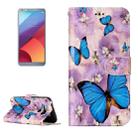 For LG G6 Gloss Oil Embossed Purple Butterfly Horizontal Flip Leather Case with Holder & Card Slots & Wallet & Photo Frame - 1