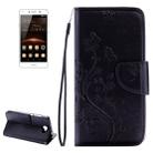 For Huawei  Y5II Pressed Flowers Horizontal Flip Leather Case with Magnetic Buckle & Holder & Card Slots & Wallet(Black) - 1