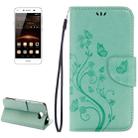 For Huawei Y5II Pressed Flowers Horizontal Flip Leather Case with Magnetic Buckle & Holder & Card Slots & Wallet(Green) - 1