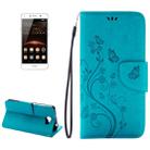 For Huawei  Y5II Pressed Flowers Horizontal Flip Leather Case with Magnetic Buckle & Holder & Card Slots & Wallet(Blue) - 1